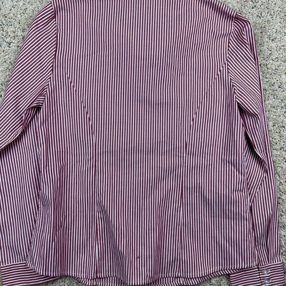 Christopher Banks Small Long Sleeve Button Up Shirt Women's Red Striped White - Picture 7 of 8
